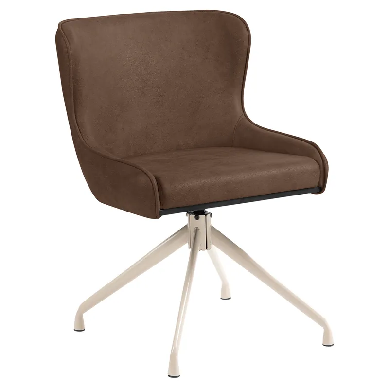 Nur Heute JULIUS | Hotel Stuhl | Leder | Braun | Gestell: Weiß | Drehfunktion