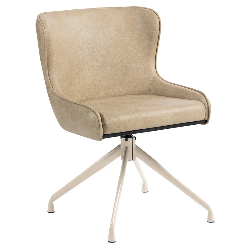 Online Kaufen JULIUS | Hotel Stuhl | Leder | Beige | Gestell: Weiß | Drehfunktion