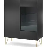 Zertifiziert Furnlux Vitrinenschrank Harmony - Schwarz - 97 x 37 x 122 cm - Stil: Modern