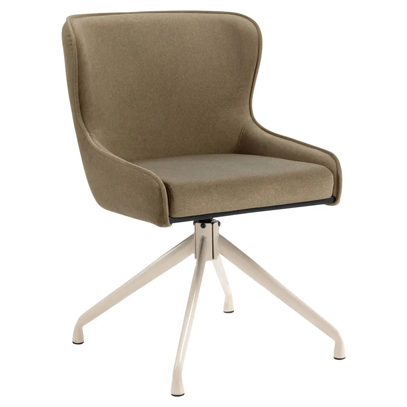 Super-Preis JULIUS | Hotel Stuhl | Samt | Taupe | Gestell: Weiß | Drehfunktion