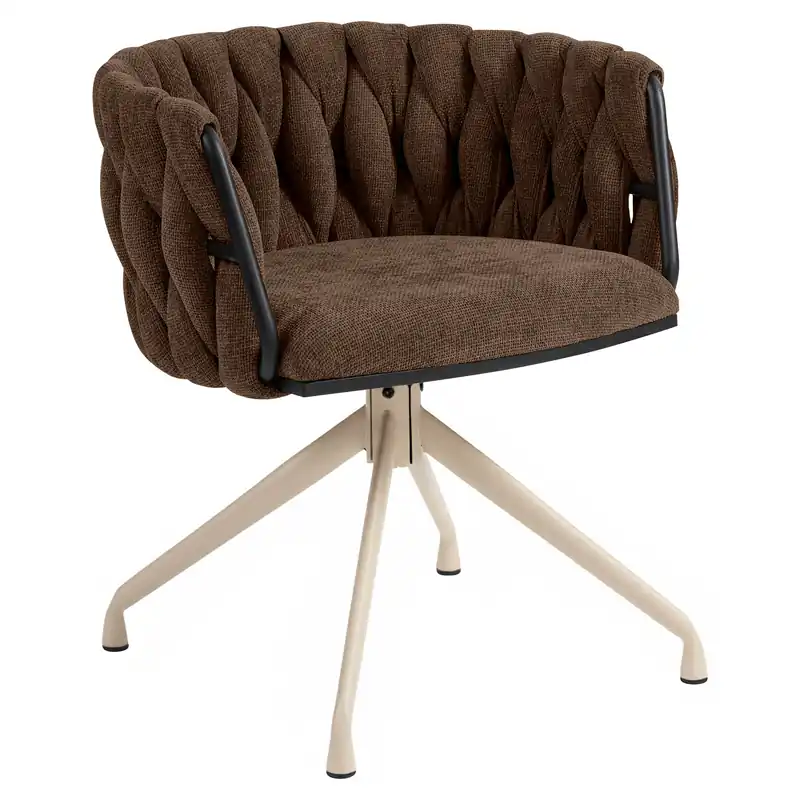 MARIS | Hotel Stuhl | Textil/Stoff | Braun | Gestell: Weiß | Drehfunktion Nur Für Kurze Zeit