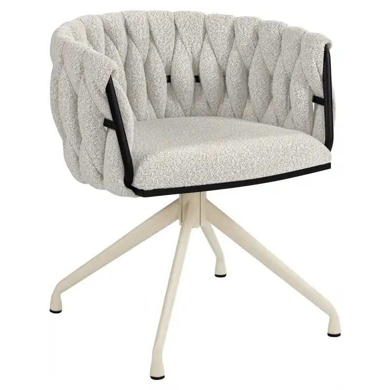 MARIS | Hotel Stuhl | Teddystoff | Creme | Gestell: Weiß | Drehfunktion Abverkauf