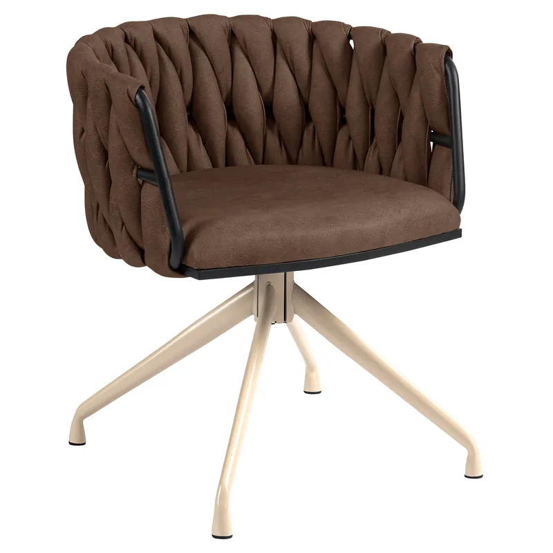 MARIS | Hotel Stuhl | Leder | Braun | Gestell: Weiß | Drehfunktion Nur Für Kurze Zeit