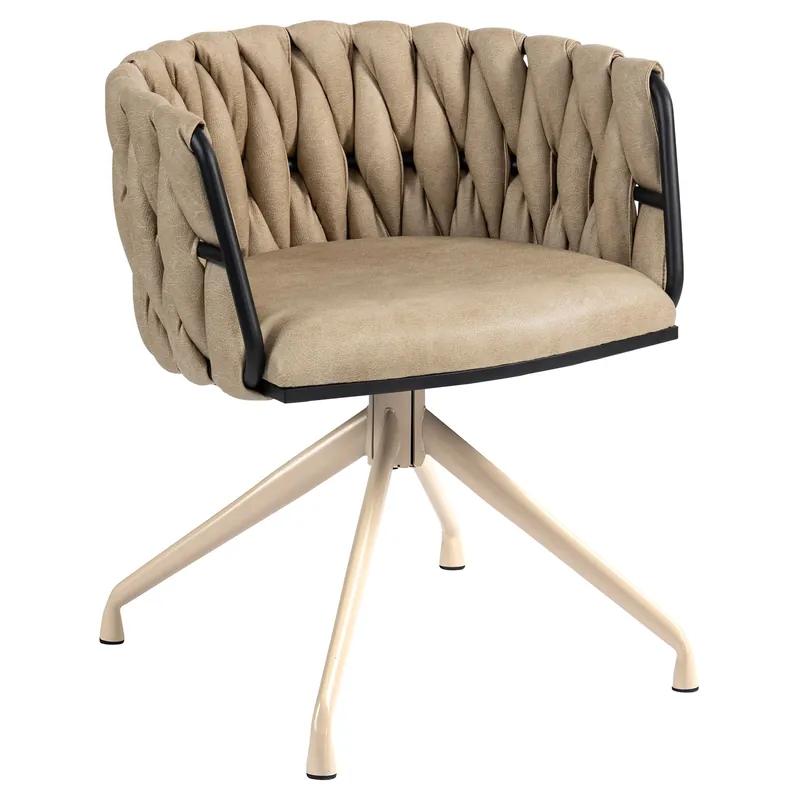 Neue Ware MARIS | Hotel Stuhl | Leder | Beige | Gestell: Weiß | Drehfunktion