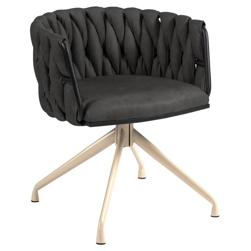 Expressversand MARIS | Hotel Stuhl | Leder | Schwarz | Gestell: Weiß | Drehfunktion