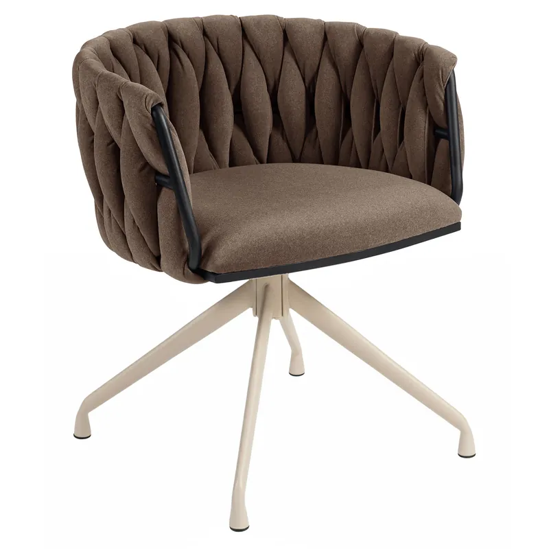 Echt MARIS | Hotel Stuhl | Samt | Braun | Gestell: Weiß | Drehfunktion