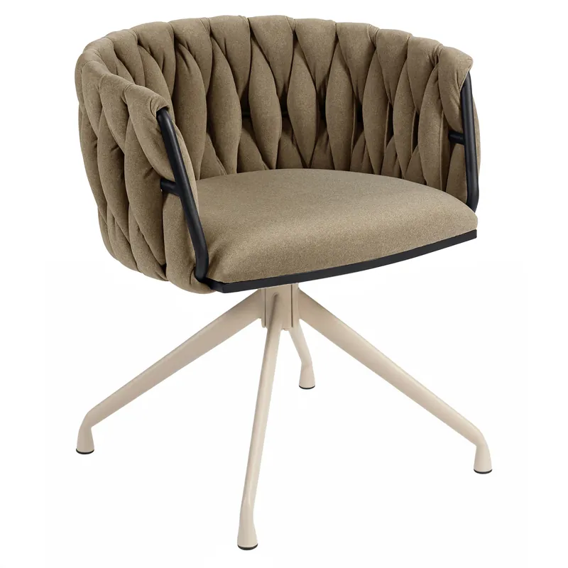 Begrenztes Angebot MARIS | Hotel Stuhl | Samt | Taupe | Gestell: Weiß | Drehfunktion