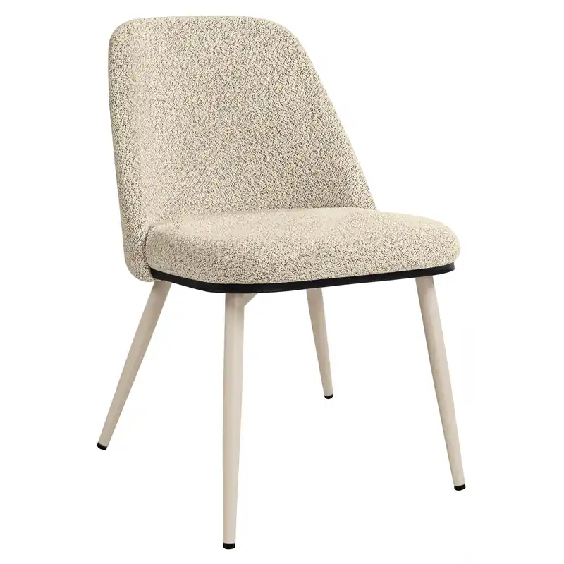 TINA | Hotel Stuhl | Teddystoff | Beige | Gestell: Weiß Solange Der Vorrat Reicht