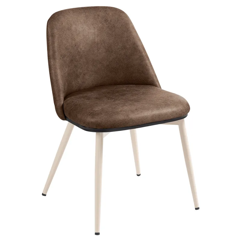 Echt TINA | Hotel Stuhl | Leder | Braun | Gestell: Weiß