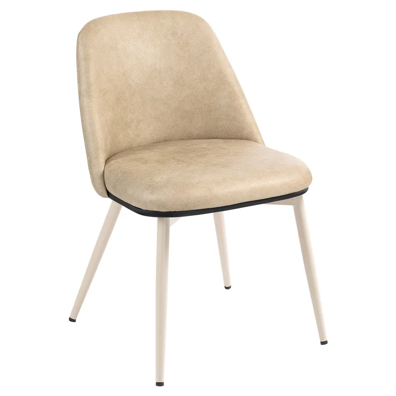 Sichere Zahlung TINA | Hotel Stuhl | Leder | Beige | Gestell: Weiß