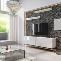 Wohnwand VEX 16 Anbauwand Mediawand Weiß Schwarz Hochglanz TV Möbel Set Schrank Sonderaktion