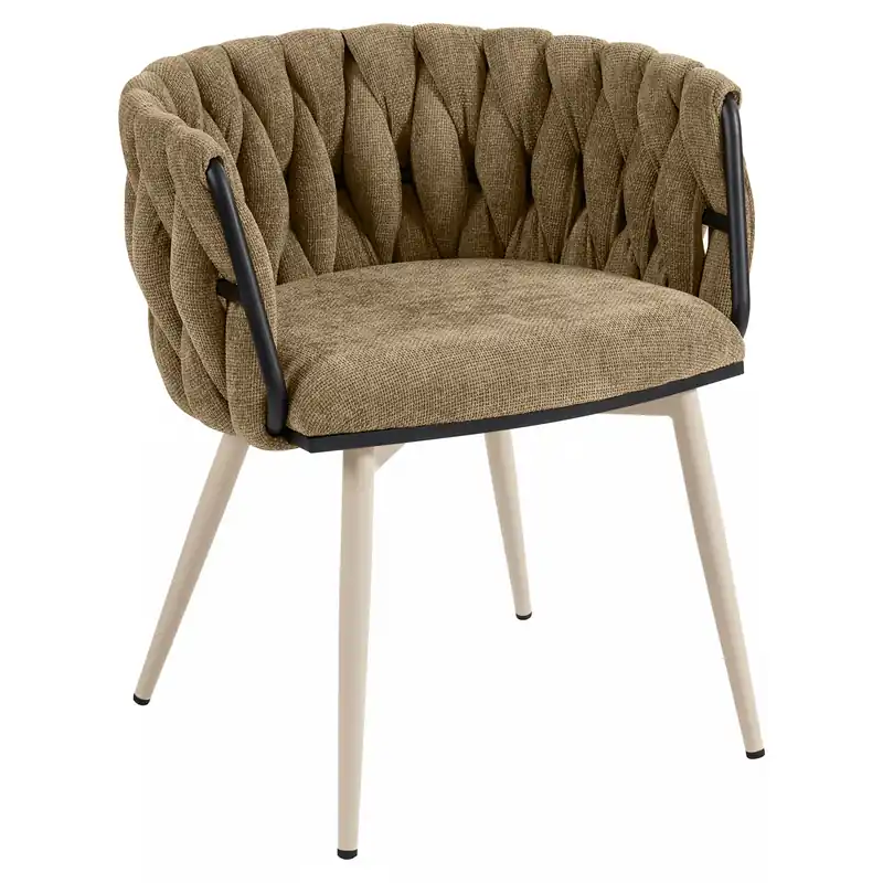 Nur Für Kurze Zeit MARIS | Hotel Stuhl | Textil/Stoff | Taupe | Gestell: Weiß