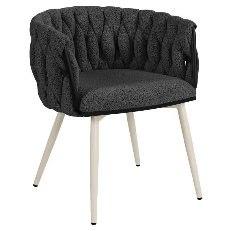 MARIS | Hotel Stuhl | Teddystoff | Dunkel Grau | Gestell: Weiß Rabatt