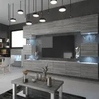 Wohnwand 3C mit LED Beleuchtung, Ohne Griffe. Breite 300 cm, Frontfarbe wählbar Schnäppchen