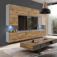 Wohnwand 2 DW/W mit LED Beleuchtung, Ohne Griffe. Breite 300 cm, Front Farbe wählbar Heißes Angebot