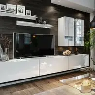 Wohnwand VEX 1 Anbauwand Mediawand Weiß Schwarz Hochglanz TV Möbel Set Schrank Top-Preis