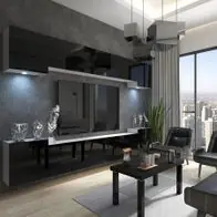 Wohnwand 4 B/W mit LED Beleuchtung, Ohne Griffe. Breite 300 cm, Front Farbe wählbar Neu Im Sortiment