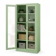 Aktenschrank Büroschrank Glasvitrine 4 Fachböden Stahl 185 x 90 x 40 cm Pastellgrün Heißes Angebot