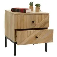 Abverkauf Nachttisch HWC-L95, Kommode Schrank, Schublade Mango-Holz 51x45x40cm, natur