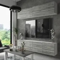 Wohnwand 6W/GW mit LED Beleuchtung, Ohne Griffe. Breite 200 cm, Front Farbe wählbar Heißes Angebot