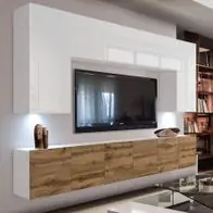 Wohnwand 2W/DW mit LED Beleuchtung, Ohne Griffe. Breite 300 cm, Front Farbe wählbar Markenware