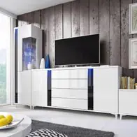 Wohnwand MARCO 8 - Hochglanz Schrankwand, Vitrine, Nachttisch, Kommode Günstig