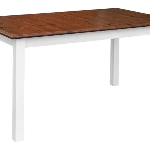 Esstisch ausziehbar Gyronde 22, Kiefer massiv Vollholz, Farbe: Weiß / Walnuss - Abmessungen: 150-197 x 93 cm (B x T) Schnäppchen