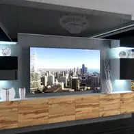 Wohnwand 3BDW mit LED Beleuchtung, Ohne Griffe. Breite 300 cm, Frontfarbe wählbar Wochenendangebot