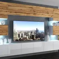 Wohnwand 3WDWDW mit LED Beleuchtung, Ohne Griffe. Breite 300 cm, Frontfarbe wählbar Top-Preis