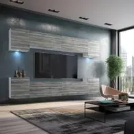 Wohnwand 4 W/GW mit LED Beleuchtung, Ohne Griffe. Breite 300 cm, Front Farbe wählbar Meistverkauft