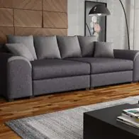 Zertifiziert Big Sofa Couchgarnitur WELLS Megasofa Sofa in Grau-Hellgrau