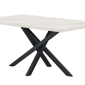 Echt Esstisch Ourense 02, Farbe: Marmor weiß / Schwarz - Abmessungen: 160 x 90 cm (B x T)