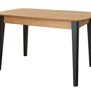 Ausziehbarer Esstisch Erdre 12, Massivholz Eiche, Farbe: Eiche / Schwarz, ausziehbar von 120 cm bis 165 cm, geölt, Maße: 80 x 120 cm, rechteckig Sale