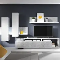 Wohnwand Schrankwand 3 tlg BENDY Weiss- Betonoptik Sonderangebot