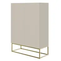 Zertifiziert Selsey Veldio - Highboard 2-trig, Graubeige Taupe mit goldenem Metallgestell, 90 cm