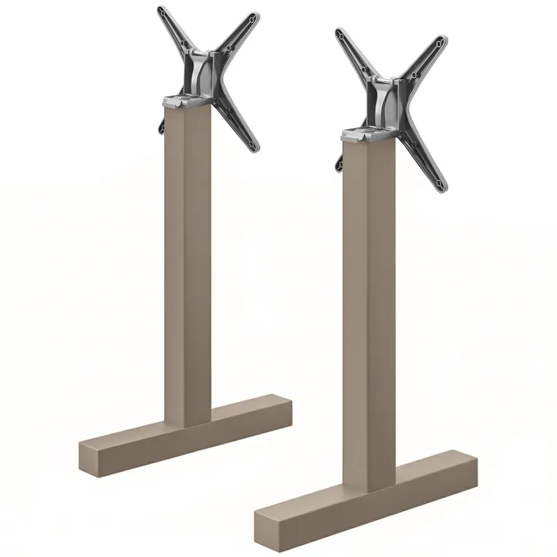 CATANIA | Bistro Doppel Stehtischgestell | Taupe | Höhe: 105 cm | Säule: 8 x 8 cm | Fuß: L 58 cm | + Verbinder Schnäppchen
