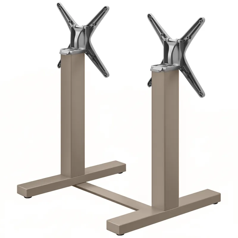 Preisreduziert CATANIA | Bistro Doppel Tischgestell | Taupe | Höhe: 72 cm | Säule: 8 x 8 cm | Fuß: L 58 cm | Klappbar | + Verbinder