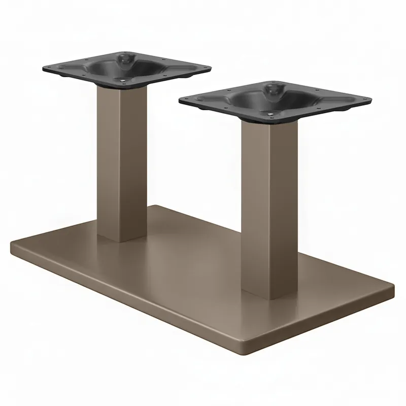 Kracherpreis MADRID | Bistro Lounge Doppel Tischgestell | Taupe | Höhe: 36 cm | Säule: 6 x 6 cm | Fuß: 40 x 70 cm