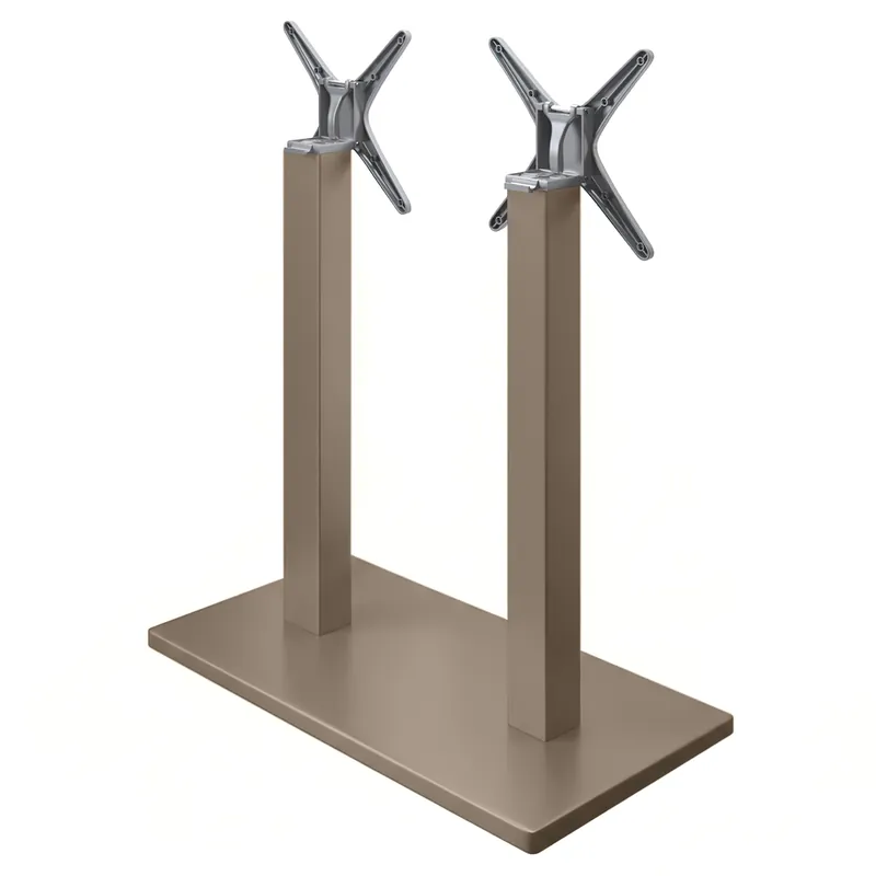Zertifiziert MADRID | Bistro Doppel Stehtischgestell | Taupe | Höhe: 105 cm | Säule: 8 x 8 cm | Fuß: 40 x 70 cm | Klappbar