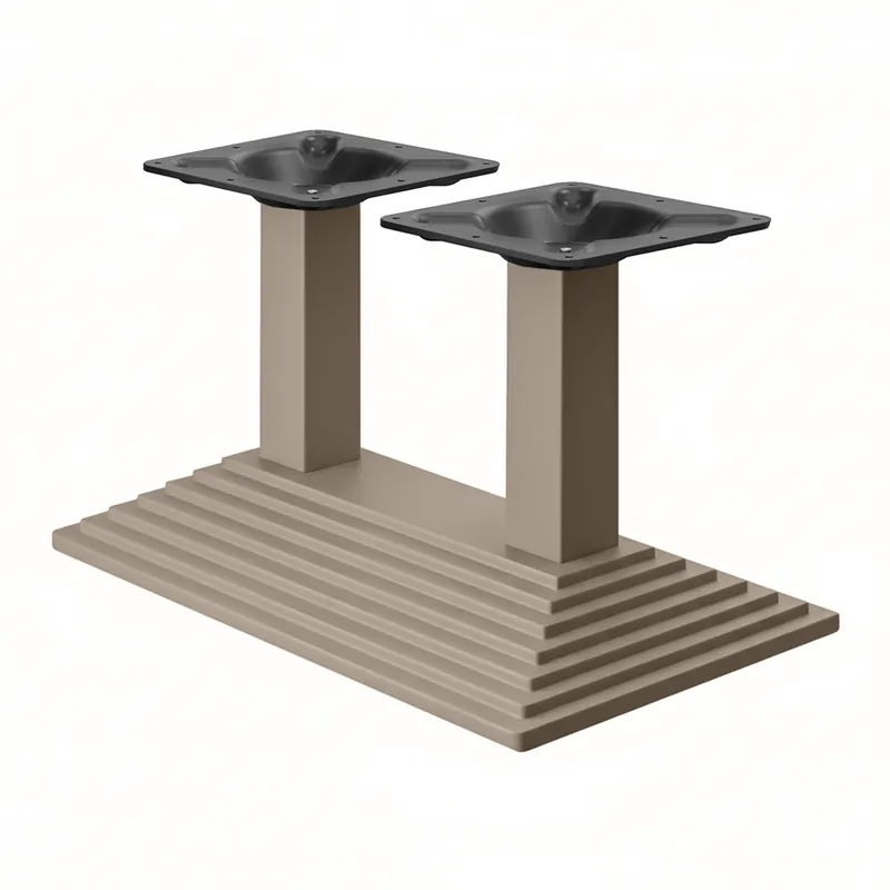 Pyramide | Bistro Lounge Doppel Tischgestell | Taupe | B:T 40 x 73 cm | Säule: 8 x 40 cm Geprüft