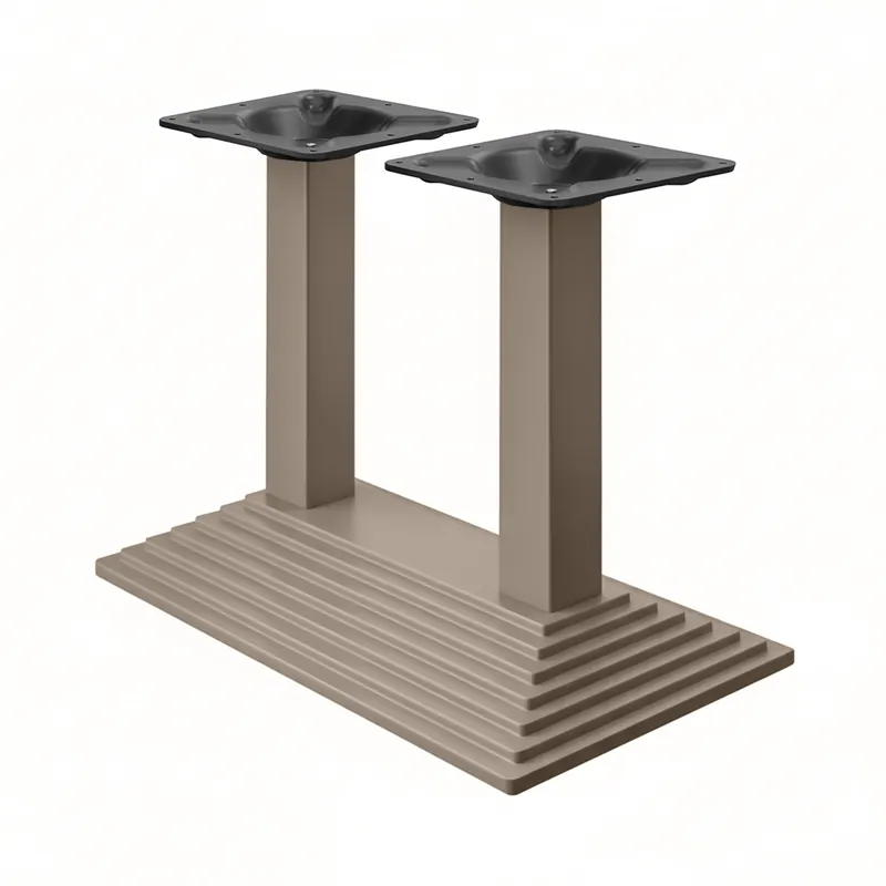 Rabatt Pyramide | Bistro Doppel Tischgestell | Taupe | B:T 40 x 73 cm | Säule: 8 x 76 cm