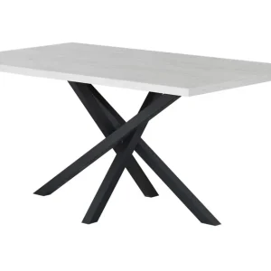 Esstisch Ourense 01, Farbe: Eiche weiß / Schwarz - Abmessungen: 140 x 80 cm (B x T) Neue Ware