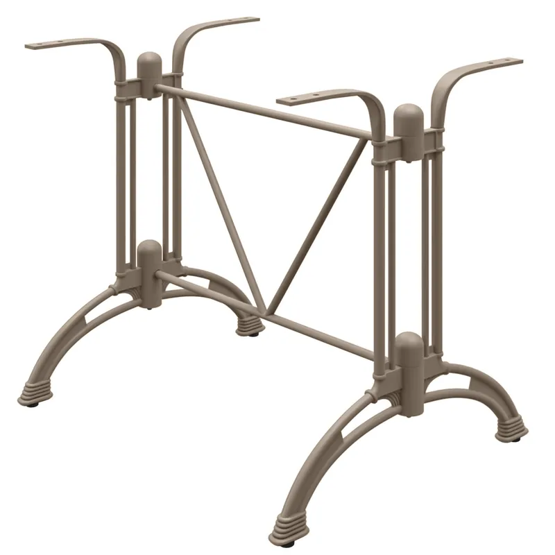 Gratis Versand MALAGA | Bistro Doppel Tischgestell | Taupe | 2 Fuß: 90 x 60 cm | Säule: 72 cm | Guss Optik