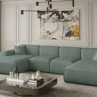 Wohnlandschaft U-Form CELES XS in Stoff Scala Saphir Günstig