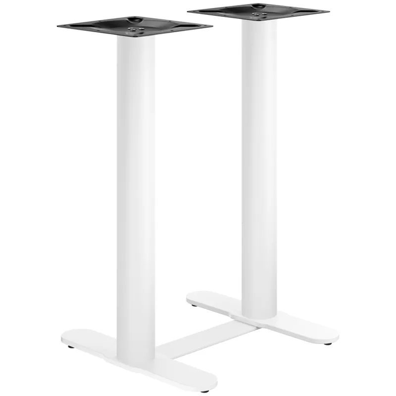 CURVED | Bistro Doppel Stehtischgestell | Weiß | Höhe: 104 cm | Säule: Ø 9,5 cm | Fuß: L 58 cm | + Verbinder Echt