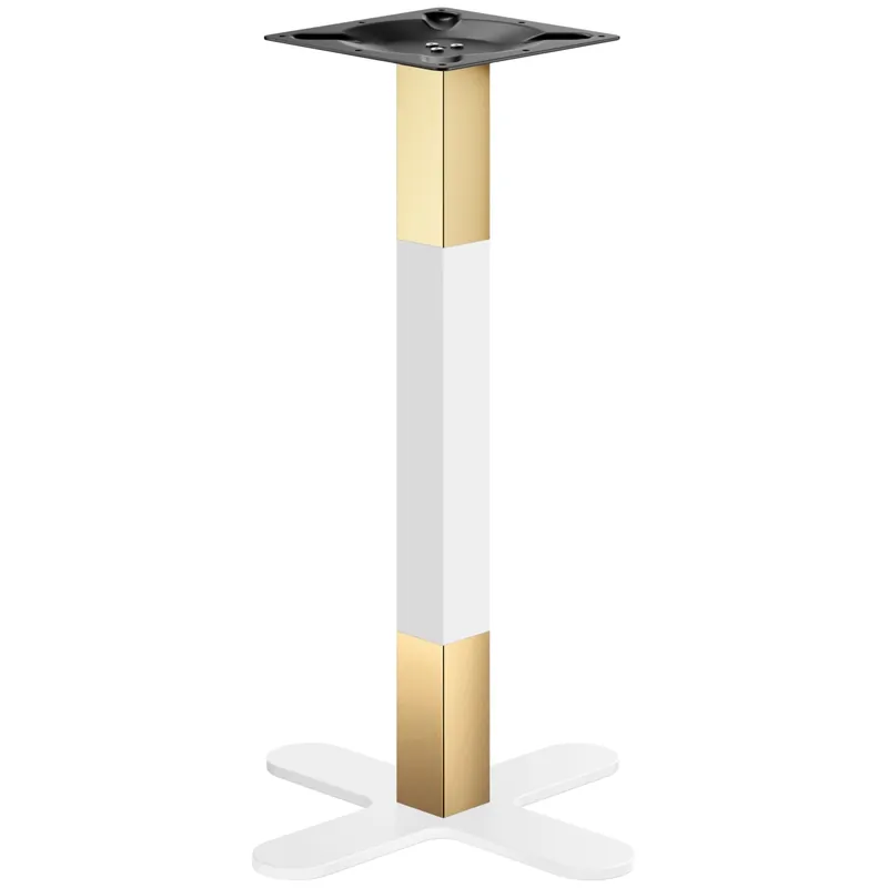 Top-Preis CURVED | Bistro Stehtischgestell | Gold/Weiß | Höhe: 104 cm | Säule: 8 x 8 cm | Fuß: Ø 58cm