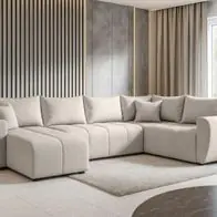 Abverkauf AX LIVING Malatya U XL Wohnlandschaft U Form XXL Ecksofa Beige 303cm R