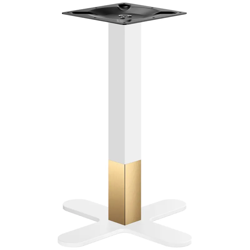 CURVED | Bistro Tischgestell | Gold/Weiß | Höhe: 71 cm | Säule: 8 x 8 cm | Fuß: Ø 58cm Aktuell