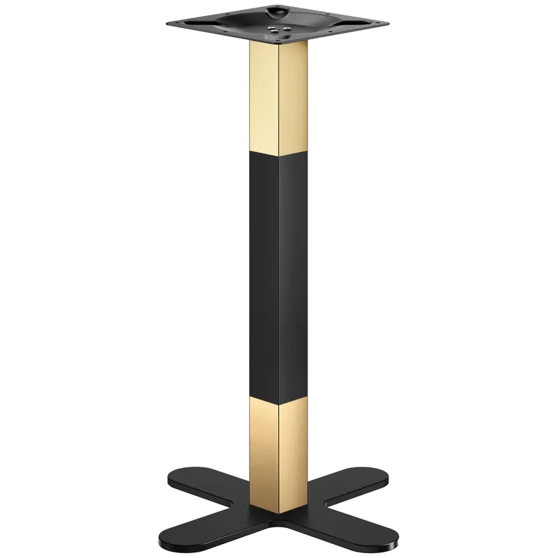 Preiswert CURVED | Bistro Stehtischgestell | Gold/Schwarz | Höhe: 104 cm | Säule: 8 x 8 cm | Fuß: Ø 58cm