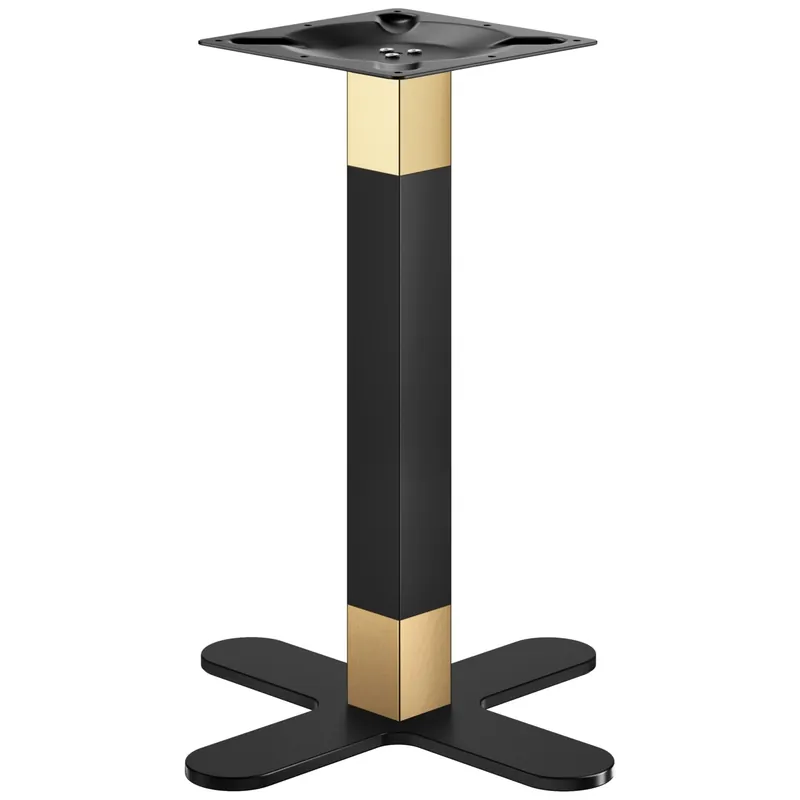 Kostenloser Rückversand CURVED | Bistro Tischgestell | Gold/Schwarz | Höhe: 71 cm | Säule: 8 x 8 cm | Fuß: Ø 58cm